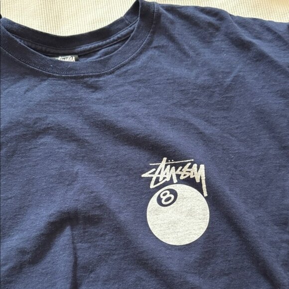 Stussy Midnight Blue Tee with 8-Ball Logo - Picture 1 of 1